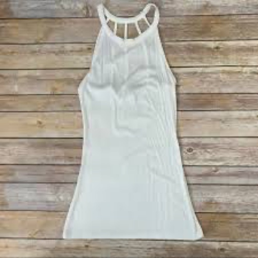 Venus Cream Knit Strappy Back Halter Tank - Picture 6 of 8